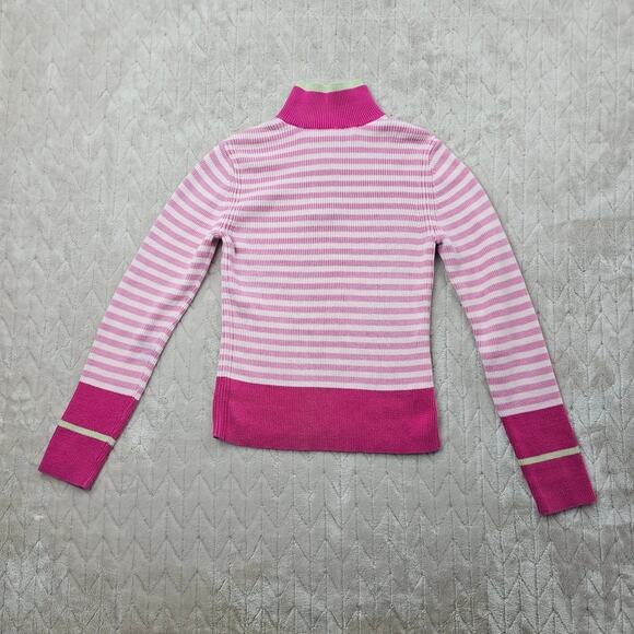 VTG Tommy Hilfiger Sweater Womens Small 1/4 Zip Y2K Preppy Collar Striped Pink - Picture 4 of 6